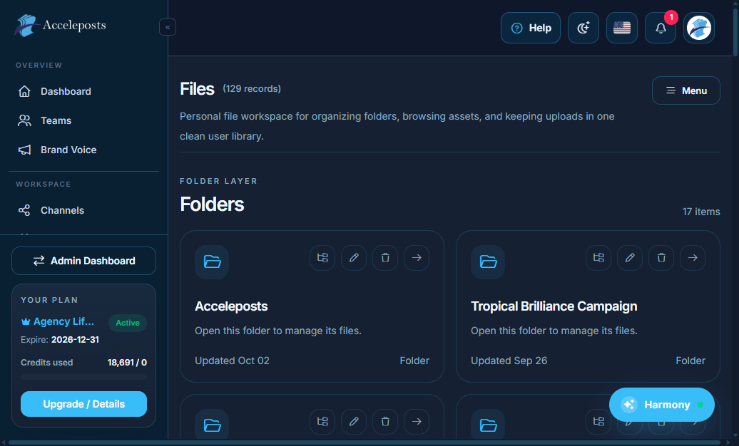 Files and media library screen